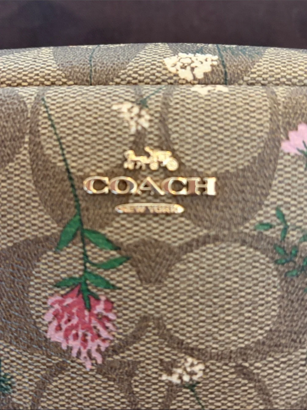 Coach “Wildflower” Print Signature C  Zip Cosmetic Pouch with Dust Bag